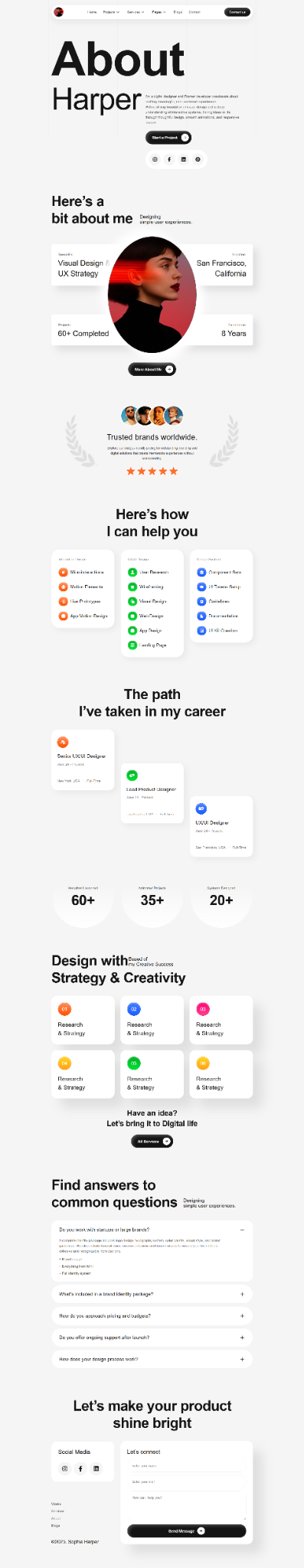 About Profile Layout long website mockup