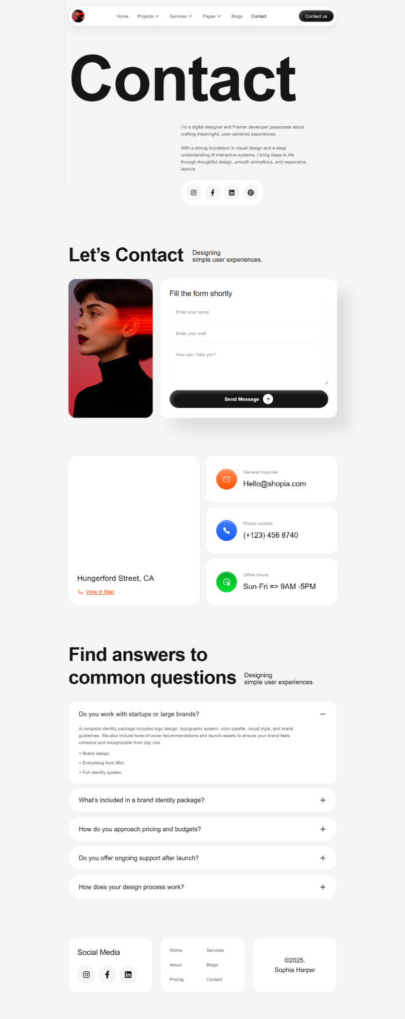 Contact Conversion Page long website mockup